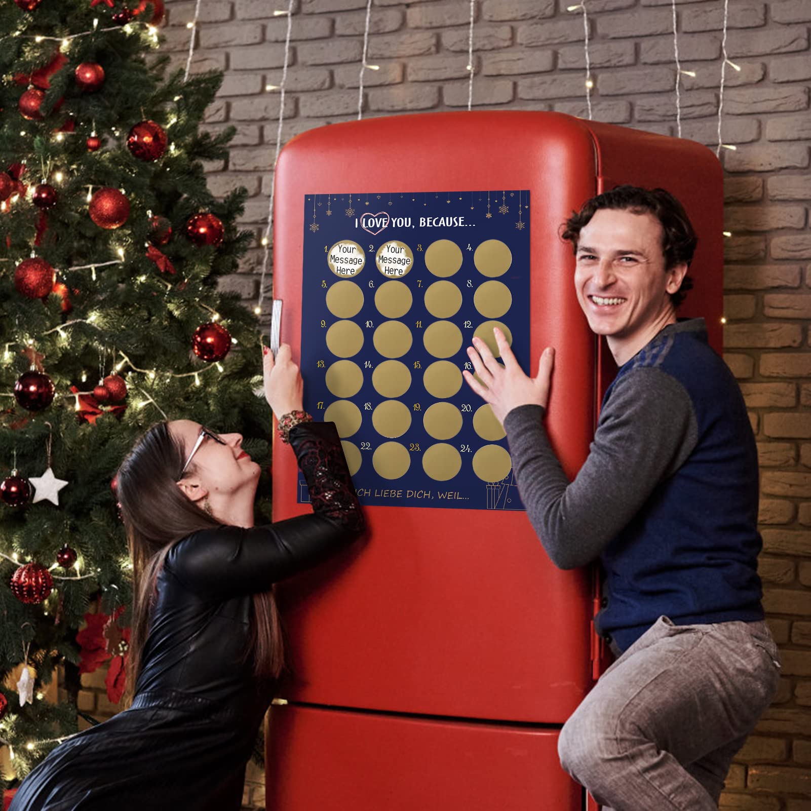 Kesote Christmas Advent Calendar 2024 Scratch Off Poster Card For Adults And Kids 16.5'  12' Diy Advent Calendar(I Love You, B