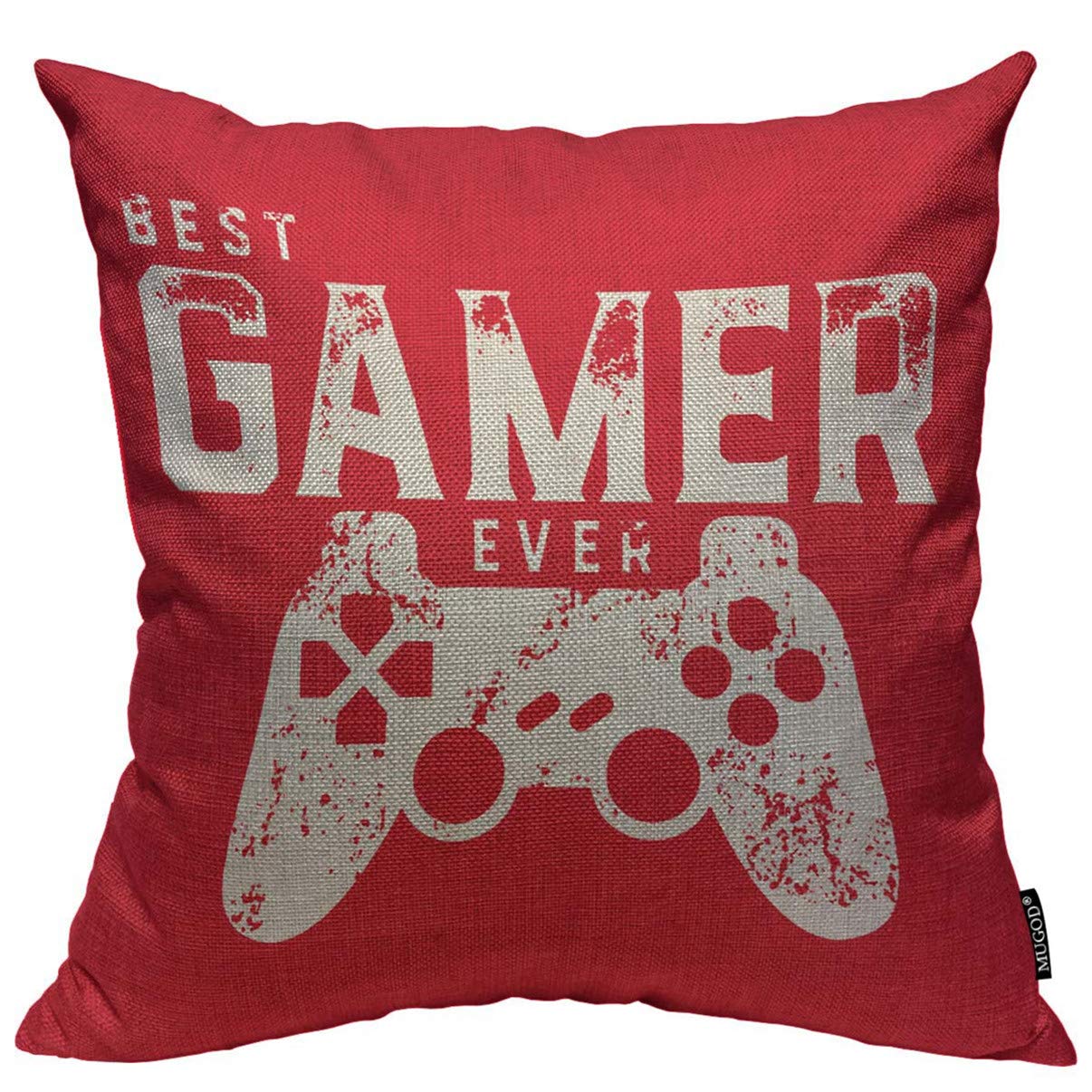 Mugod Throw Pillow Cover Best Gamer Ever For Video Games Geek Home Decorative Square Pillow Case For Men Women Bedroom Livingroo