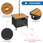 LZRS Adirondack Side Table HDPE Teak Weather Resistant with Umbrella Hole for Patio Backyard Pool