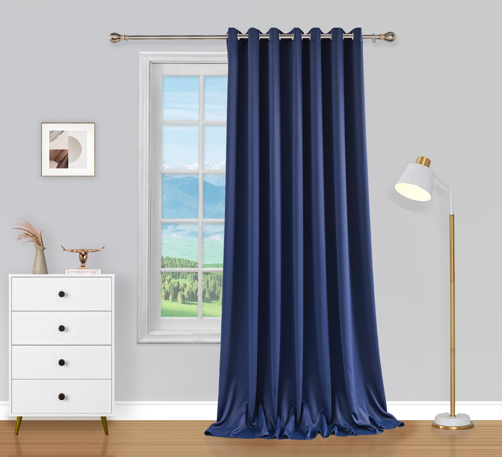 Pi Blackout Door Curtains Extra Long And Wide,Grommet Privacy Room Divider Sliding Door Curtains Thermal Insulated Window Treatment For Living Room/Bedroom/French Door/Glassdoor(Navy, W100Xl120)
