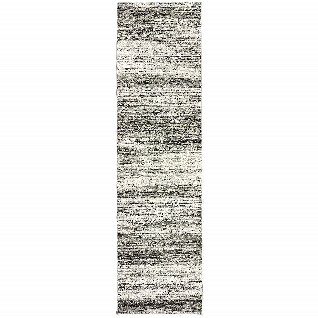 HomeRoots Nylon, Polypropylene 2'x8' Ash and Slate Abstract Runner Rug