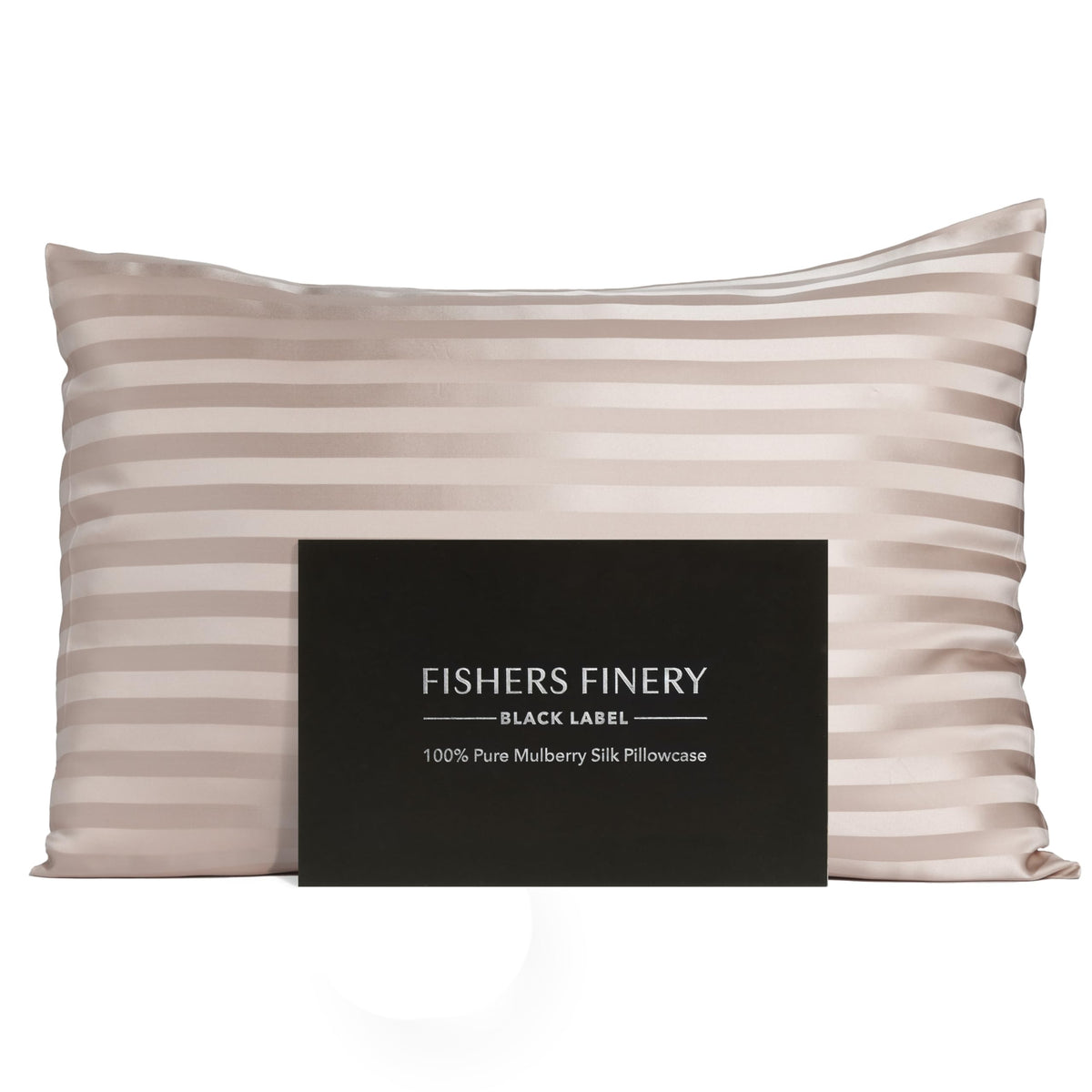 Fishers Finery 30Mm 100% Pure Mulberry Silk Pillowcase, Good Housekeeping Quality Tested (Taupe Stripe, Standard)