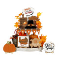 19 Pcs Thanksgiving Tiered Tray Decoration Fall Rustic Tray Decoration Farmhouse Thanksgiving Pumpkin Maple Leaf Turkey Wooden S
