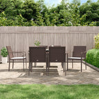 vidaXL 7-Piece Outdoor Dining Set with Cushions - Weather-Resistant PE Rattan and Sturdy Steel Construction - Tempered Glass Table Top - Comfortable Cushioned Chairs for Patio and Garden Use