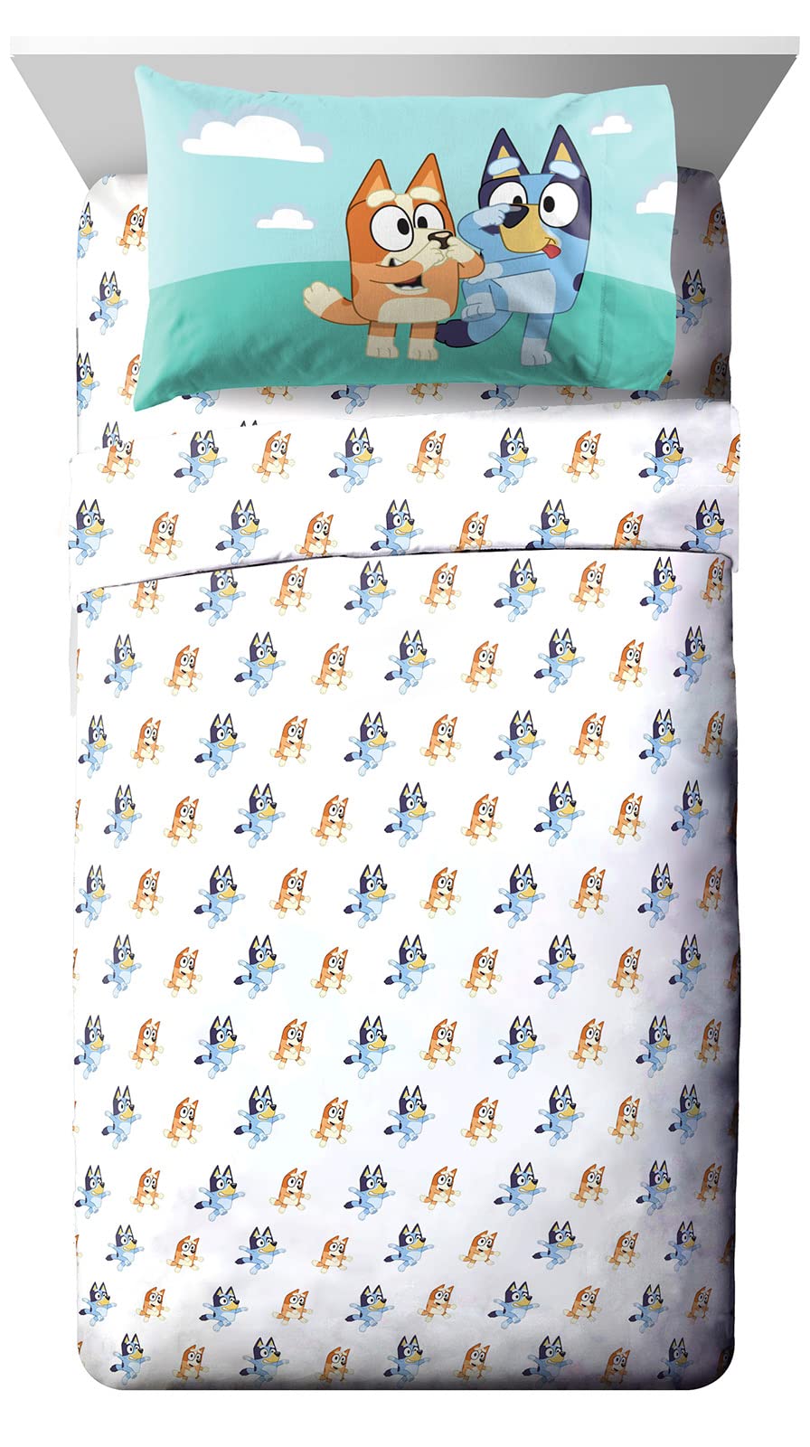 Jay Franco Bluey & Bingo Twin Size Sheet Set - 3 Piece Set Super Soft And Cozy Kids Bedding - Fade Resistant Microfiber Sheets (
