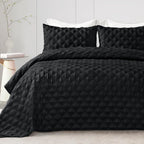Exclusivo Mezcla Full Queen Quilt Set, 3 Pieces Lightweight Quilts Soft Quilted Bedspreads Black Coverlets Bedding Set for All S