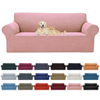 2025 New Stretch Sofa Slipcovers Couch Cover For 3 Cushion Furniture Protector Sofa Covers With Elastic Bottom Jacquard Fabric Small Checks For Pets, Kids -Sofa, Dusty Pink