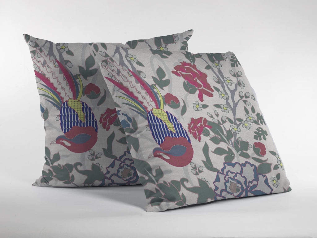 HomeRoots Burgundy On White 18â€ Pink Sage Peacock Suede Throw Pillow