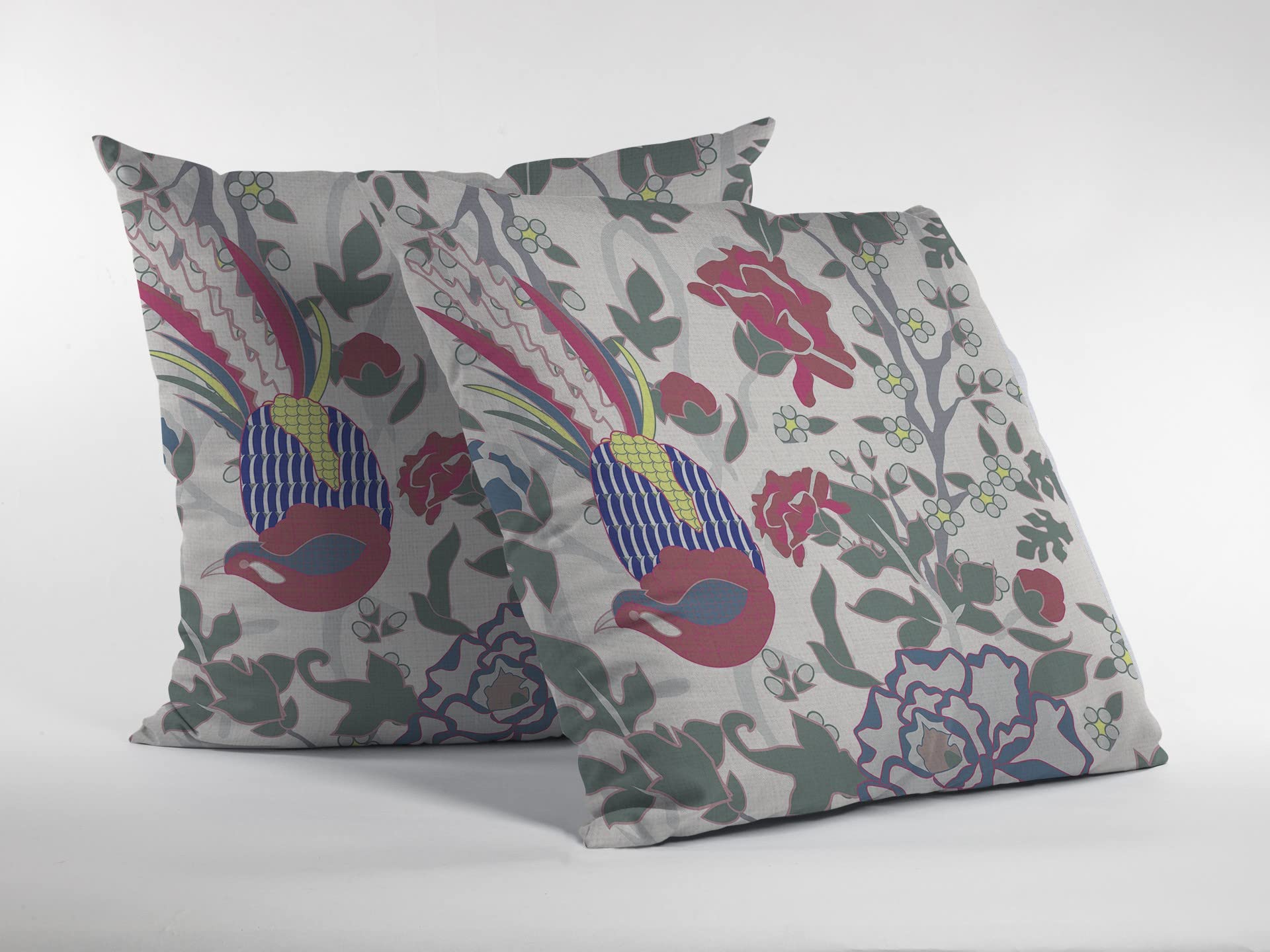 HomeRoots Burgundy On White 18â€ Pink Sage Peacock Suede Throw Pillow