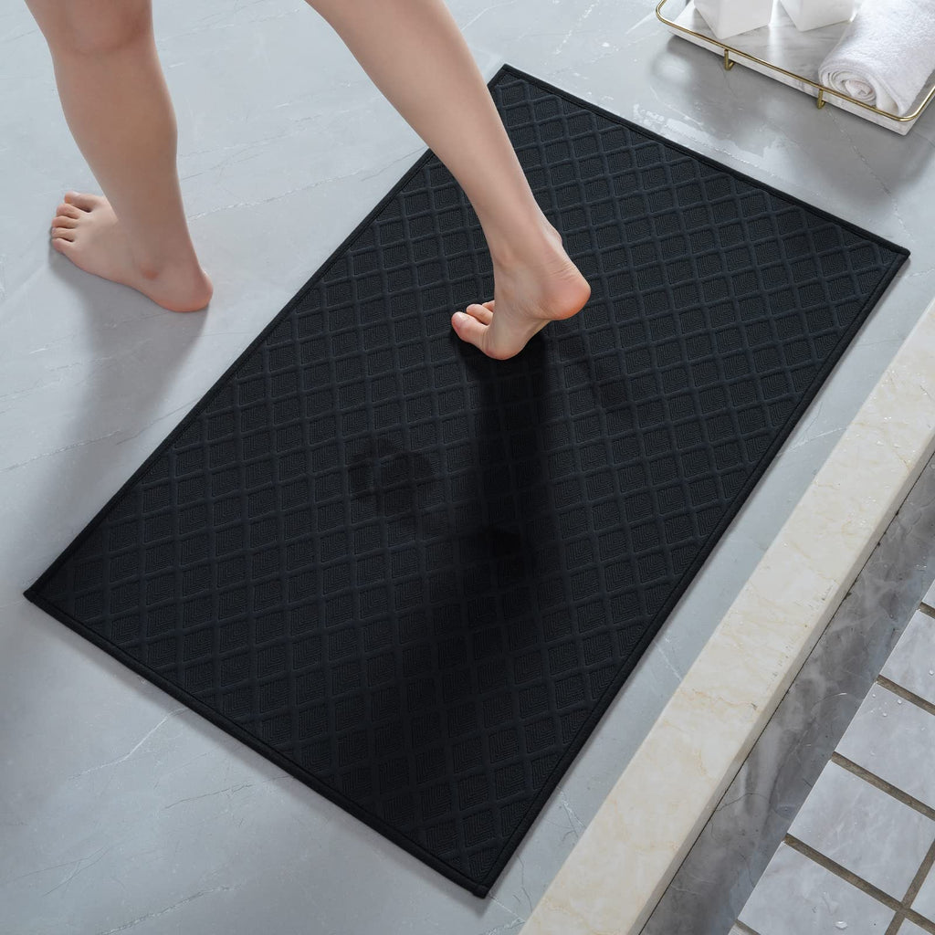 AMOAMI Ultra Thin Bathroom Rugs, Rubber Backed Bath Mats for Bathroom Non Slip, Absorbent Bathroom Mat for Floor, Shower, Sink (