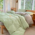 Nsnlgsgc Sage Green Gingham Duvet Cover Set King, Grid Simple Geometric Square Pattern Comforter Cover,Soft Plaid Washed Microfi