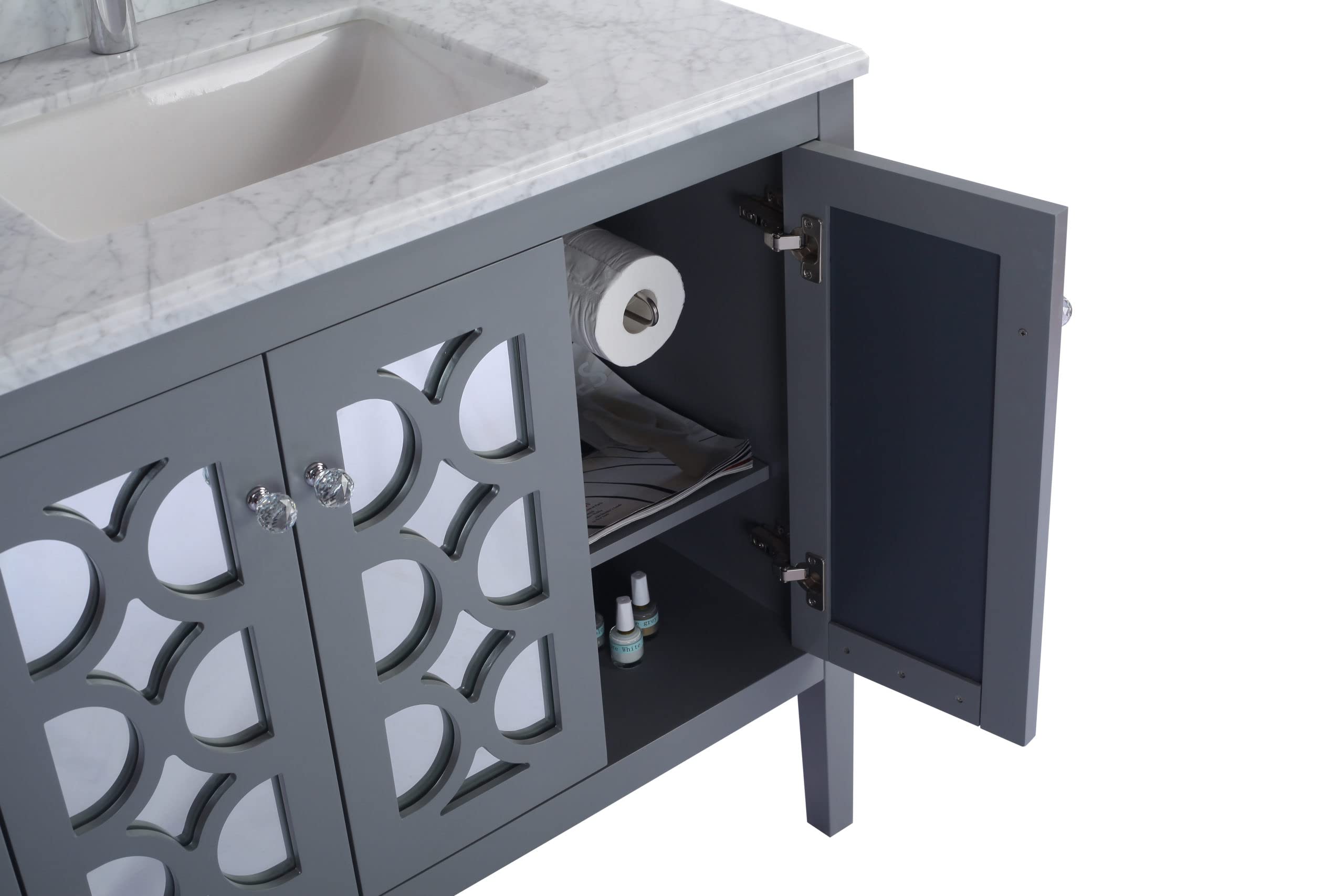 Laviva Mediterraneo - 36 - Grey Cabinet White Quartz Countertop