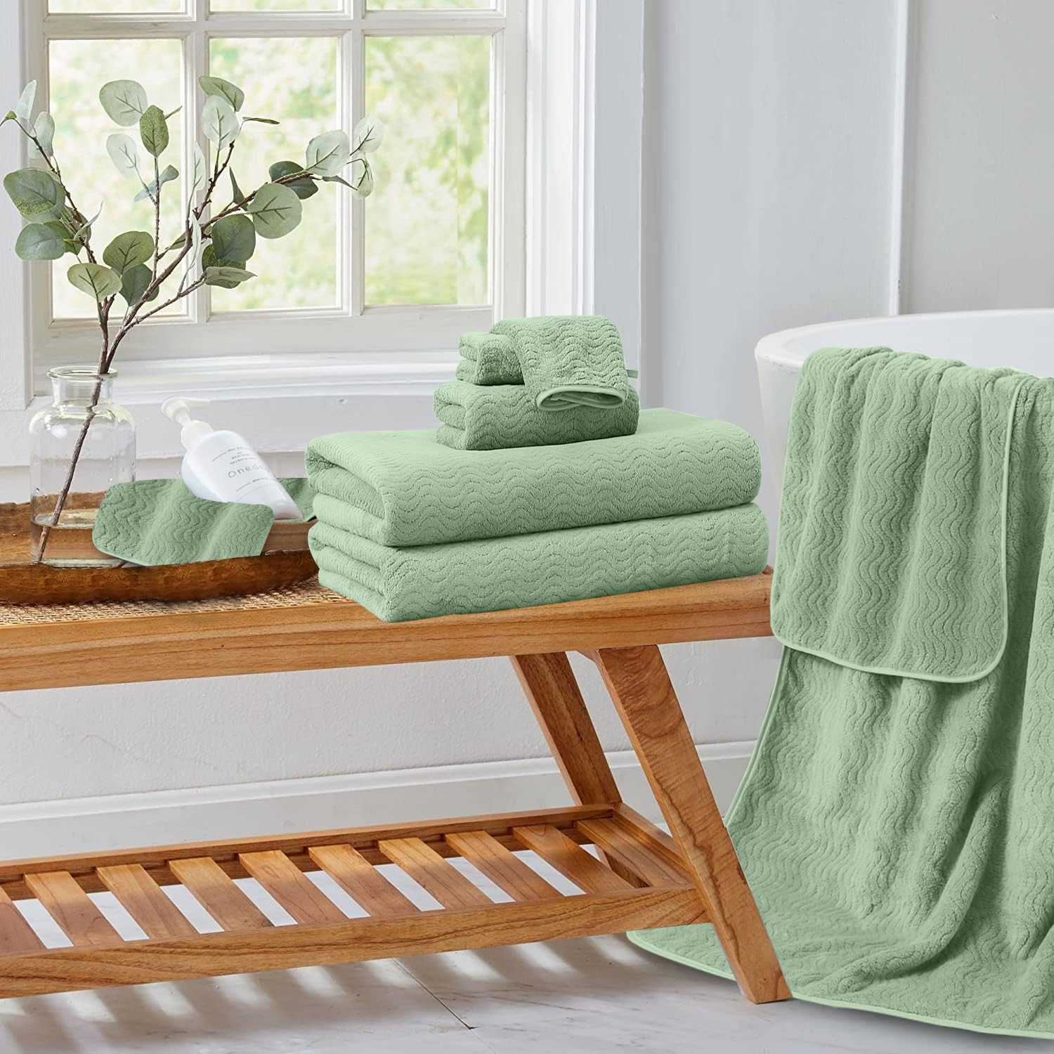 Jessy Home 8 Piece Bath Towel Set |2 Oversized Large Bath Sheet,2 Hand Towels,4 Washcloths| Soft Luxury Towel Set For Bathroom H