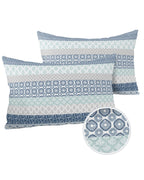 Outdoor Waterproof Throw Pillow Covers Set Of 2 Blue Boho Stripe Tribal Vingtage Lumbar Pillowcases 20X12 Inches Bohemian Style