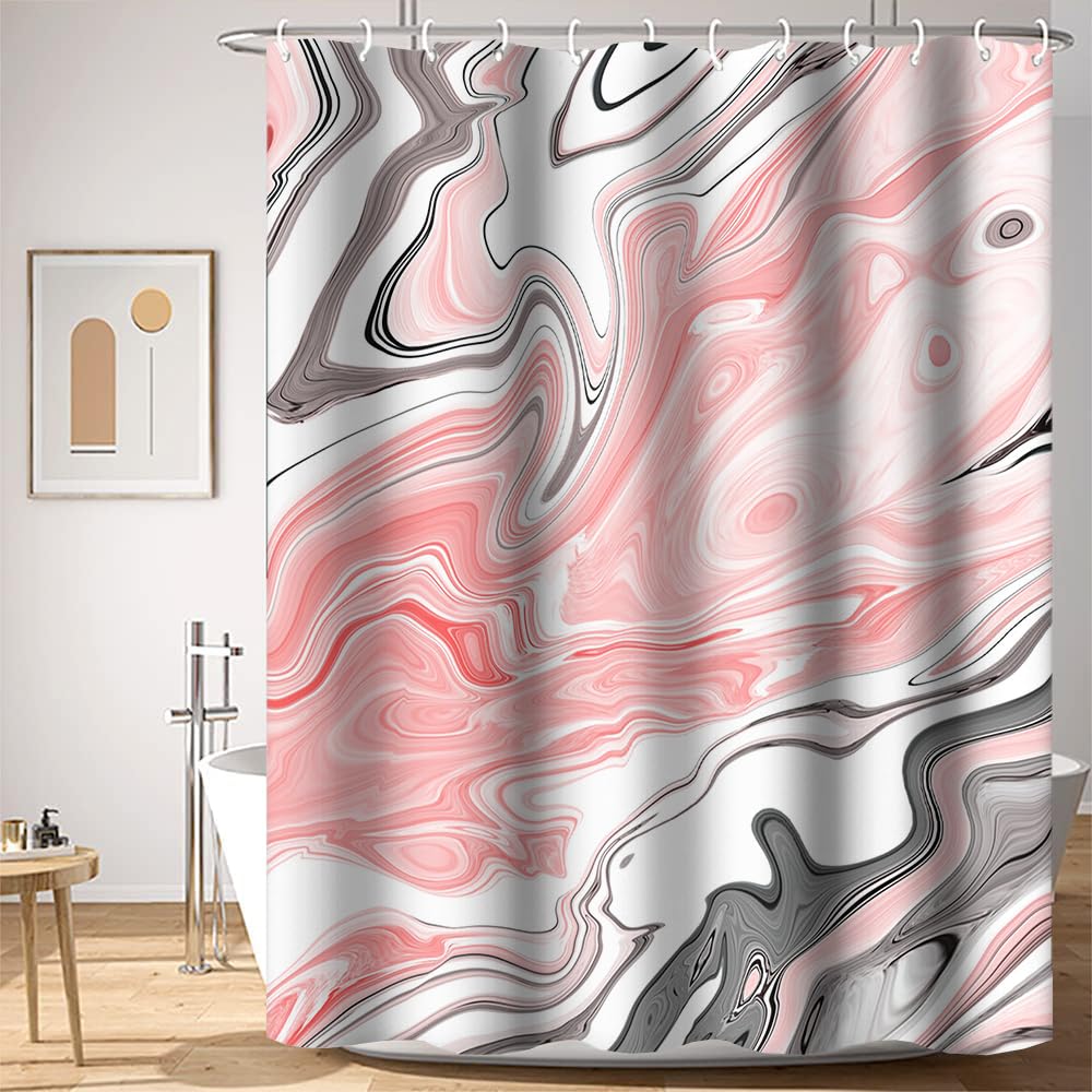 Umpoo Marble Shower Curtain Unique Pink And Grey Smooth Marble Modern Minimalism Bathtub Shower Curtain For Bathroom Decor Water