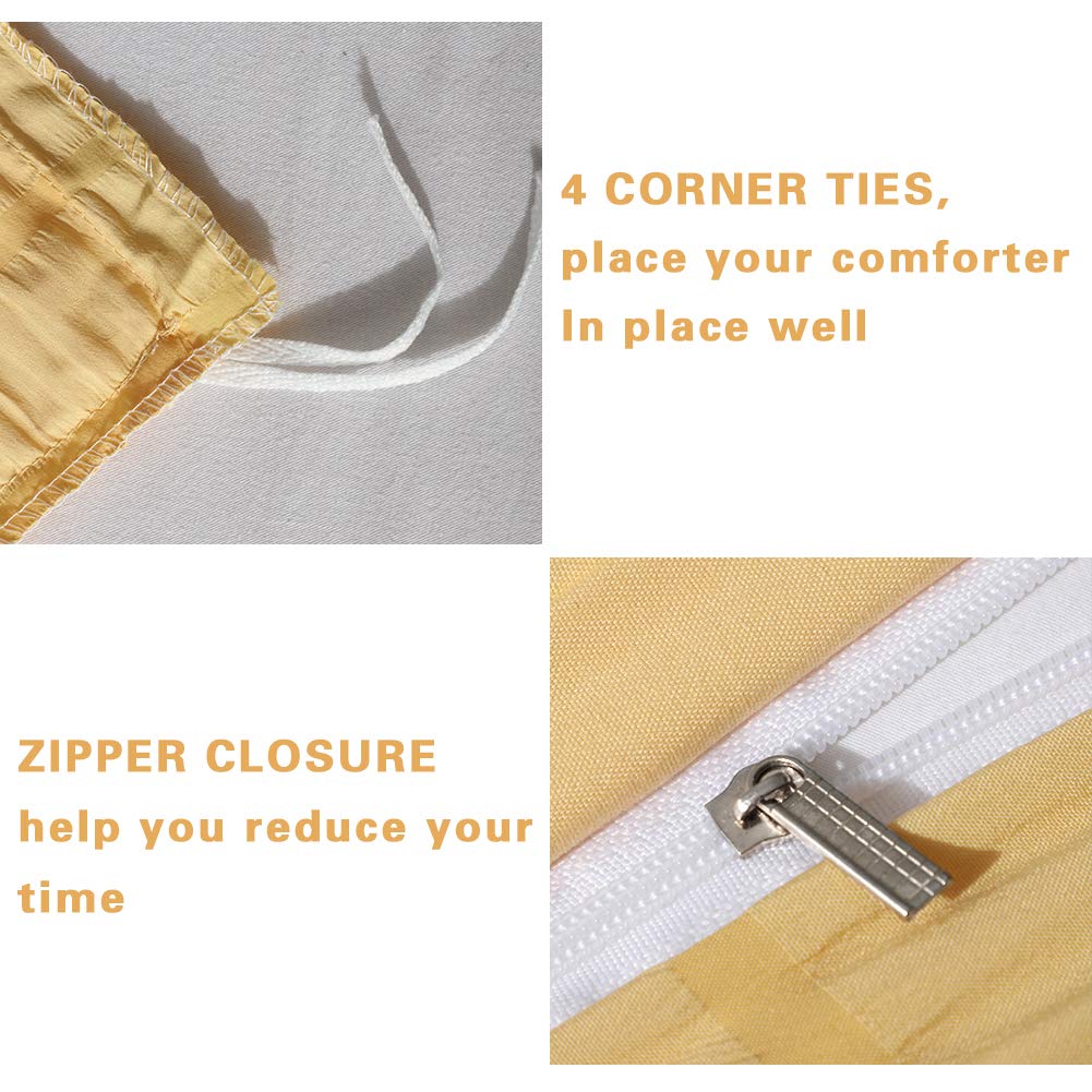 Avelom Yellow Duvet Cover King (104 X 90 Inches), 3 Pieces (1 Duvet Cover + 2 Pillow Cases), Seersucker Textured Ultra Soft Washed Microfiber, Textured Duvet Cover With Zipper Closure, Corner Ties