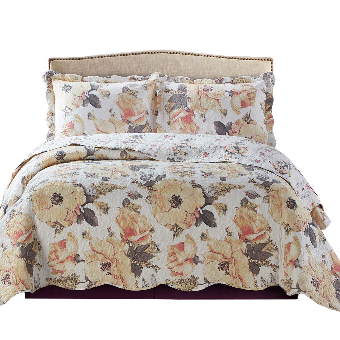 Royal Tradition Deema Reversible Coverlets, Twin Over-Sized 2Pc Quilt Set (68-Inch Wide X 90-Inch Long) Lightweight Bedspread