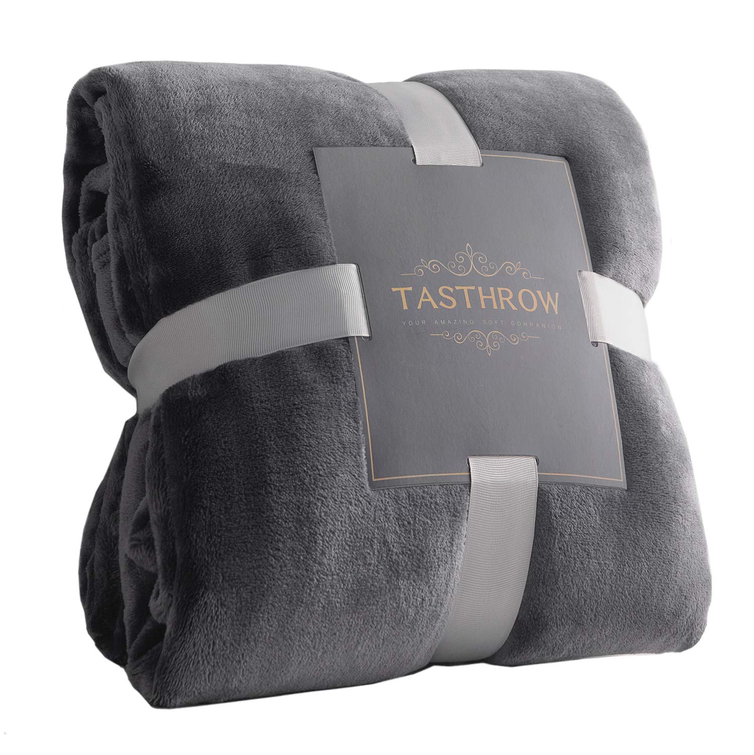 Tasthrow Large Flannel Fleece Throw Blanket, 90  90 Inch - Cozy Lightweight Thick Blanket - All Seasons Suitable For Women, Men
