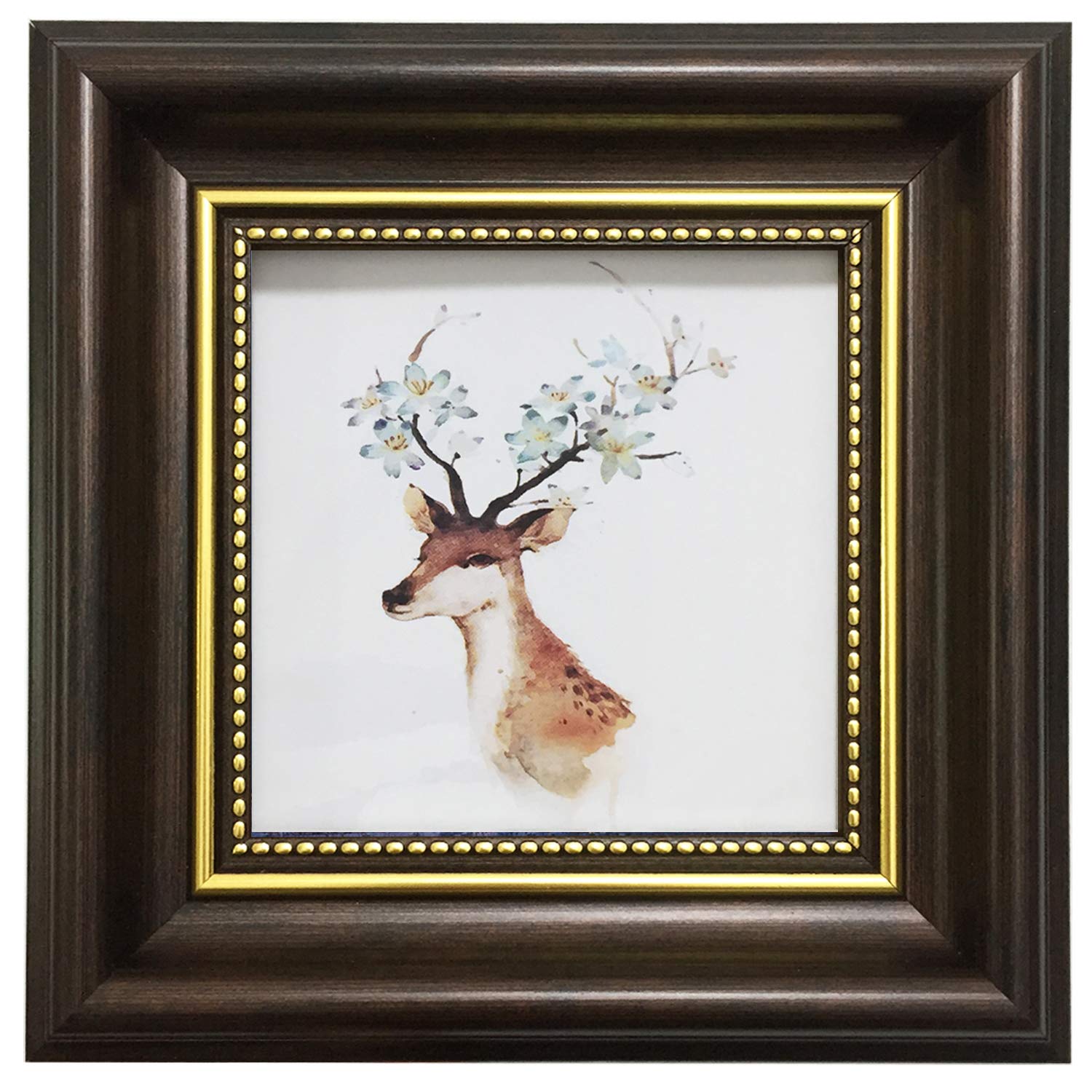 FRAMEWOLD 3.5x3.5 Picture Frames Brown Square Photo Frame Desktop Display Mount on The Wall.The front opening size 2.9x2.9. Plas