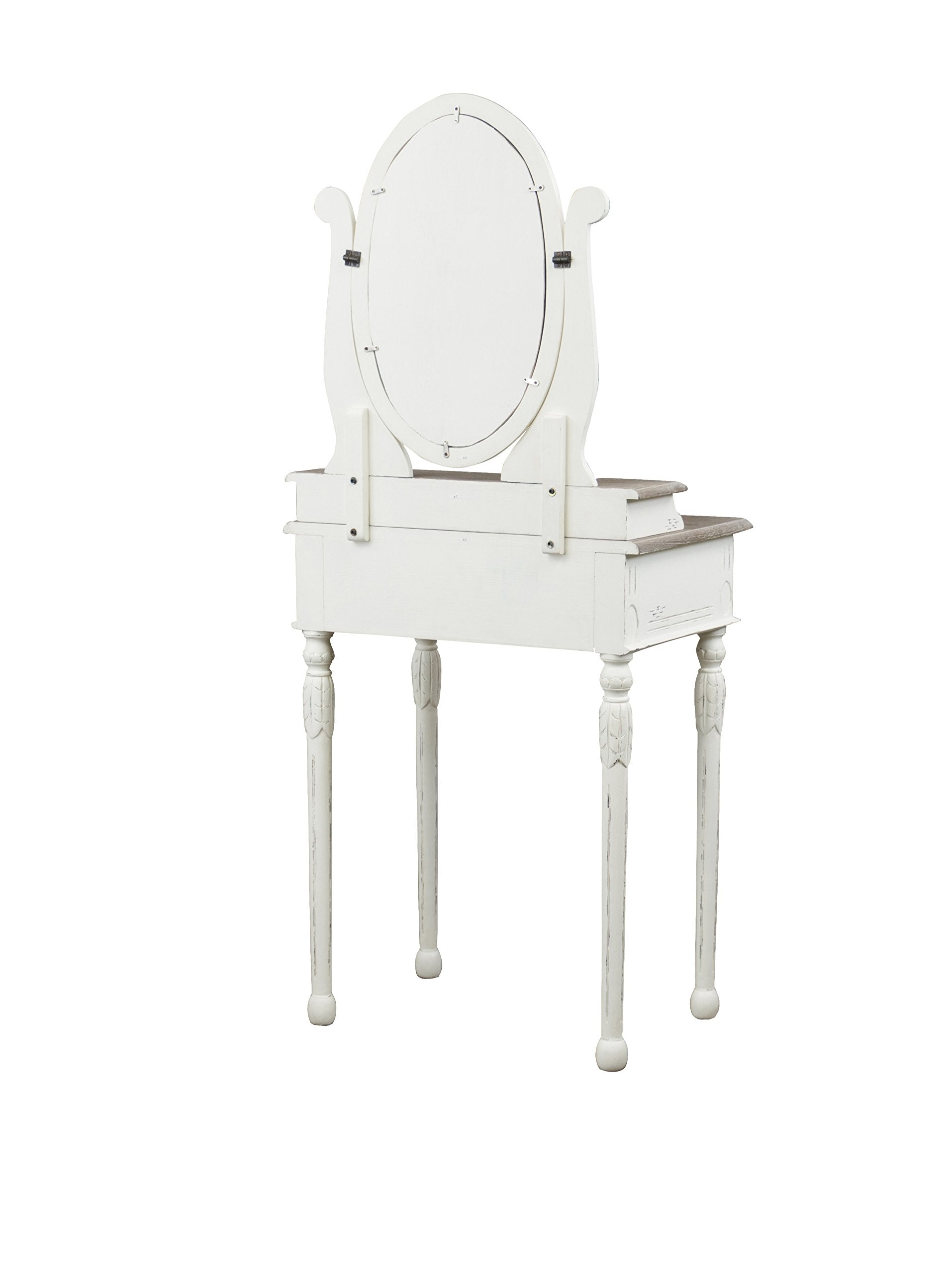 Baxton Studio Anjou Traditional French Accent Dressing Table with Mirror, White