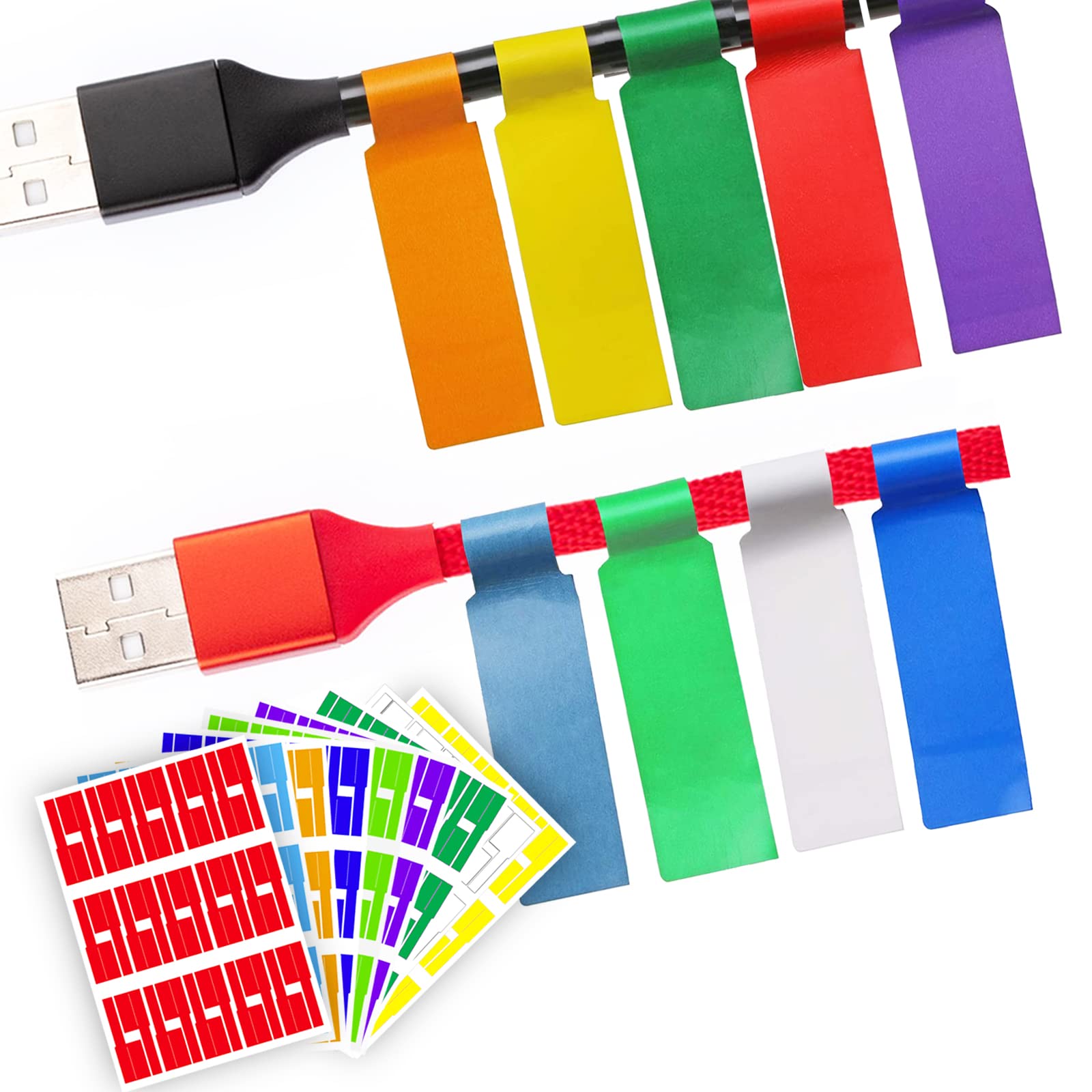 270 Pcs Cable Labels, 9 Colors Waterproof Cable Tags Wire Labels For Cable Management, Cord Labels Can Write On, Self Adhesive W