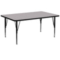 Flash Furniture Wren 30''W x 72''L Rectangular Grey Thermal Laminate Activity Table - Height Adjustable Short Legs