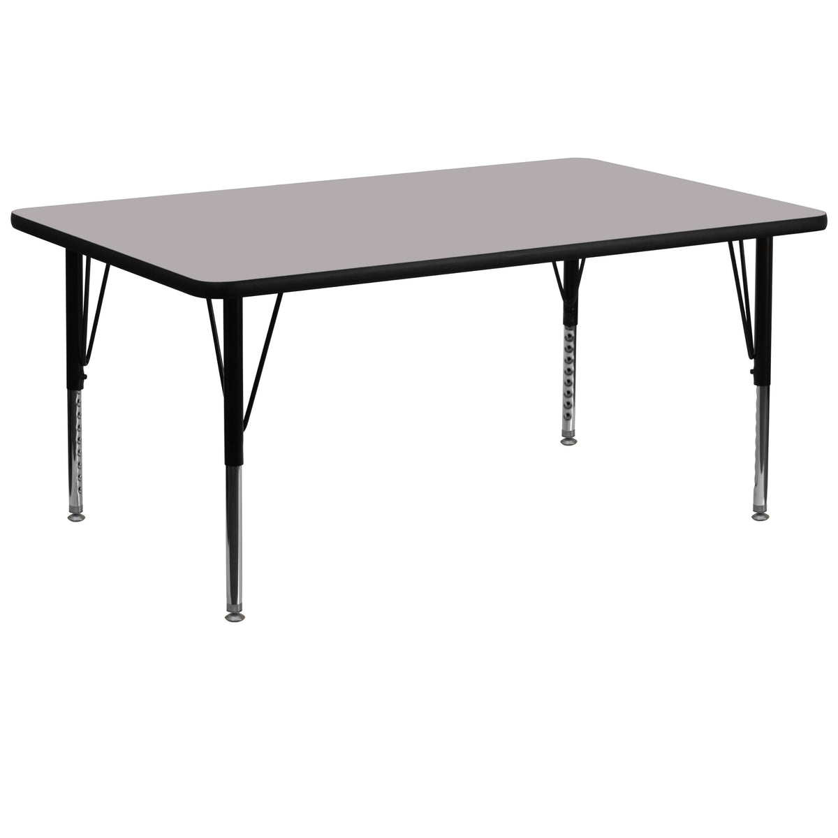 Flash Furniture Wren 30''W x 72''L Rectangular Grey Thermal Laminate Activity Table - Height Adjustable Short Legs