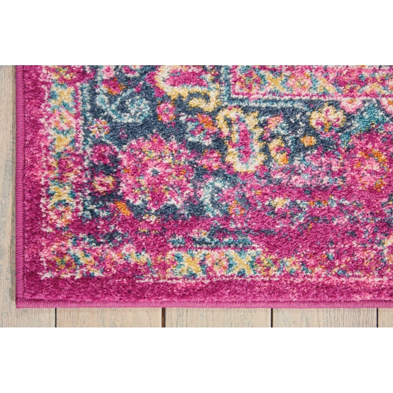 HomeRoots 100% Polypropylene 4?x 6?Fuchsia and Blue Distressed Area Rug