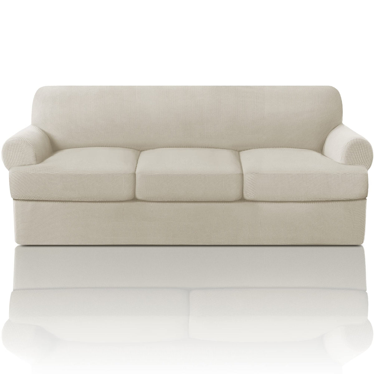 Princedeco T Cushion Sofa Slipcover 4 Pieces Sofa Covers For T Cushion Sofa Soft Couch Cover Sofa Slip Covers Furniture Covers With 3 Individual T Cushion Shape Seat Covers, Island Fossi
