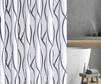 Biscaynebay Textured Fabric Shower Curtain 72 Inches By 72 Inches, Black Printed Striped Linen Modern Hotel Luxury Quality Cloth