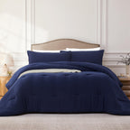 Quataly California King Comforter Set Navyblue,3Pcs Soft Lightweight Breathable Bedding Comforter Sets For All Season, Cal King(