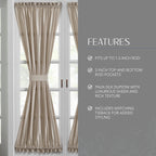 Elrene Home Fashions Colette Faux-Silk French Door Window Panel, 54 In X 72 In (1 French Door Panel), Taupe