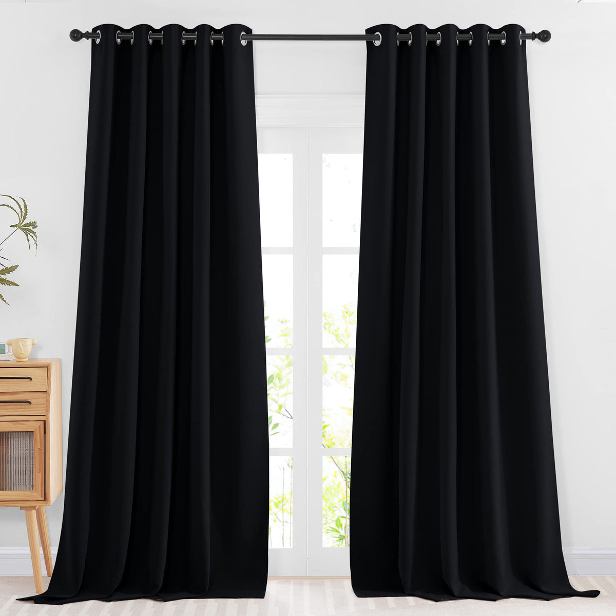 Nicetown Black Out Curtains 102 Inches Long - Grommet Thermal Insulated Solid Blackout Curtains & Drapes Privacy Sound Reducing