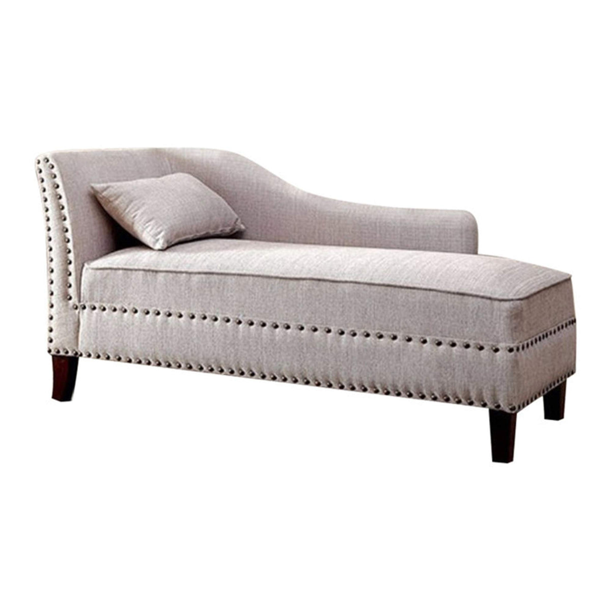 Benjara Benzara Linen-Like Fabric Pillow, Beige Stillwater Contemporary Chaise, Finish
