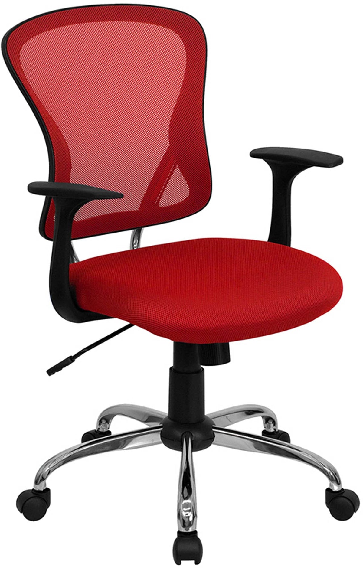 Flash Furniture Alfred Mid-Back Red Mesh Swivel Task Office Chair with Chrome Base and Arms