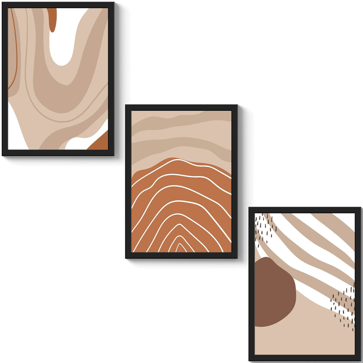 SC CREATIVES Set of 3 Abstract Pastel Colors Framed Art Prints Painting l Arylic Glass 16 x 12 Inches Wall Art l Wall Decor l Wa