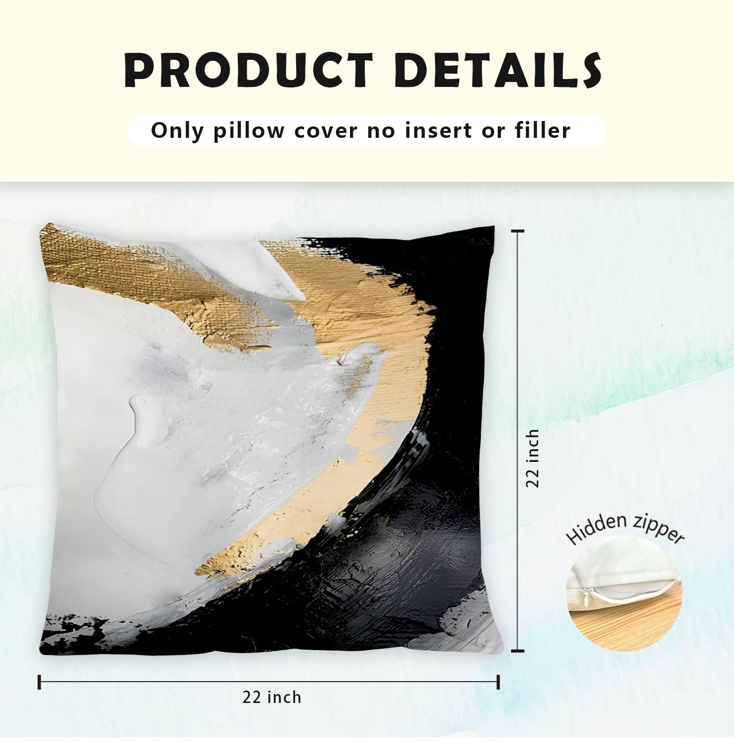 Supwhd Abstract Black White And Gold Pillow Covers 22X22 Set Of 2 - Modern Pillow Covers, Modern Home Decor, Black And Gold Deco