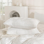 Jellymoni 2 Pack White Pillowcases King Size, Soft Microfiber Geometric Tufted Pillow Covers With Envelope Closure (Pillows Are