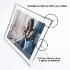 Ahago Silver Floating Frame (10''X12'',Horizontal), For Picture Sizes 8.5X11, 8X10, 7X9, Tabletop Shelf Photo Frame, Modern Mini