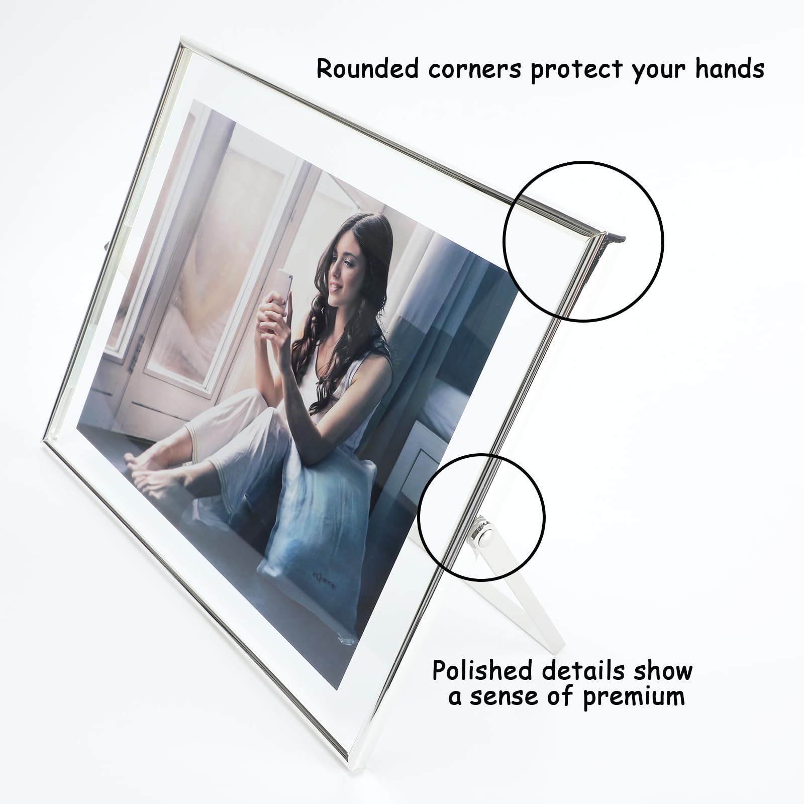 Ahago Silver Floating Frame (10''X12'',Horizontal), For Picture Sizes 8.5X11, 8X10, 7X9, Tabletop Shelf Photo Frame, Modern Mini