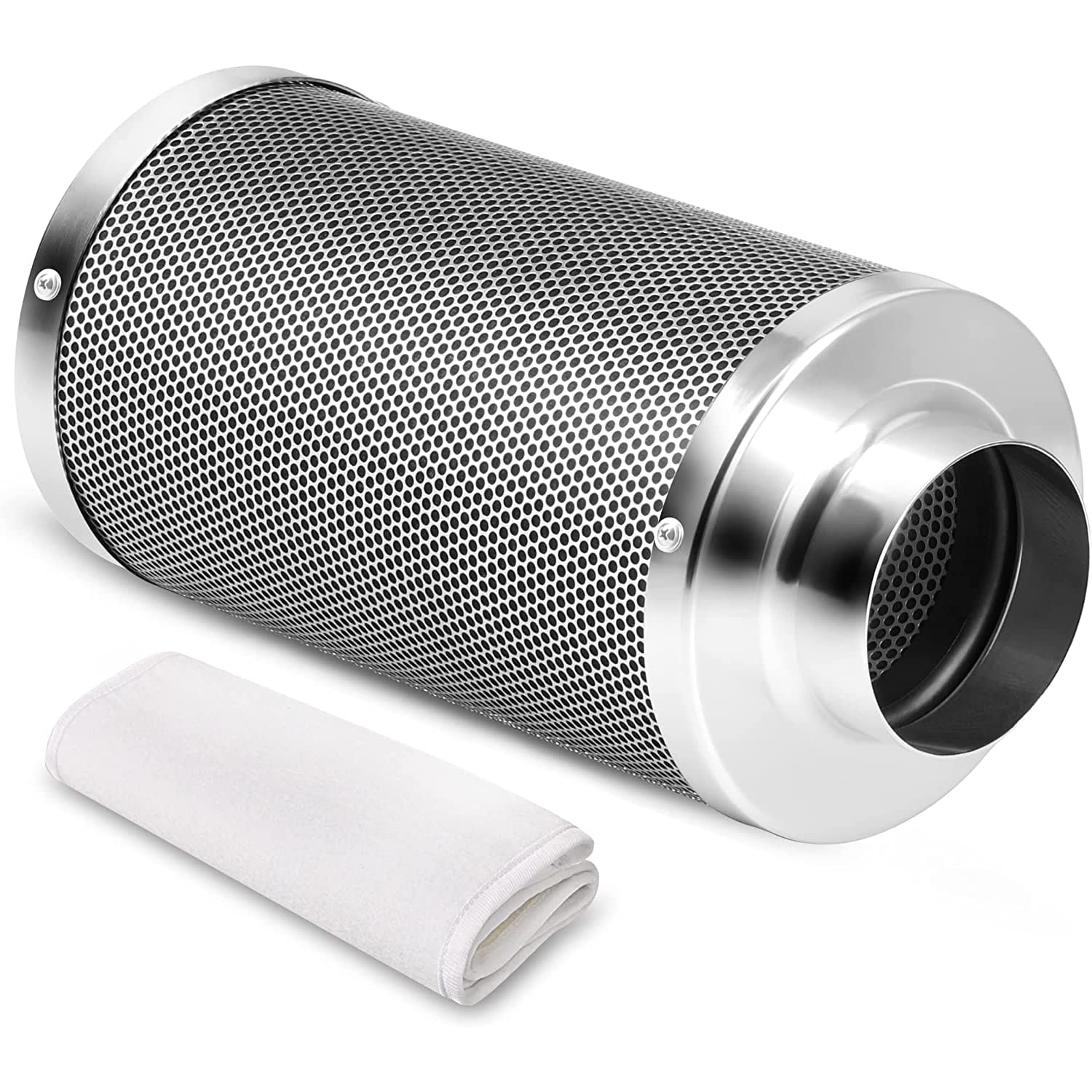 Ipower 4 Inch 195 Cfm Inline Ventilation Fan Vent Blower, 8 Feet Non-Insulated Flex Air Aluminum Foil Ducting With 2 Clamps For