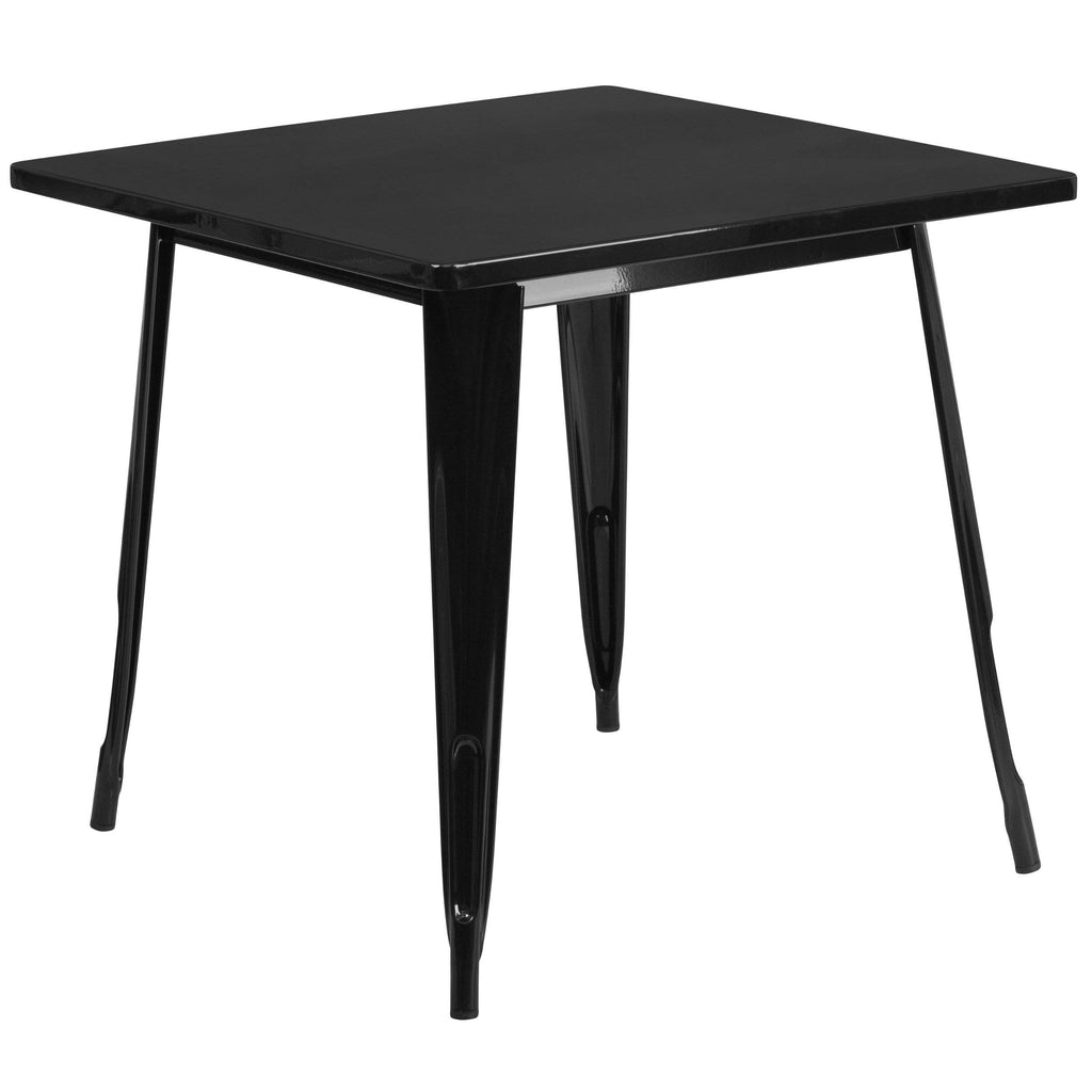 Flash Furniture Felix Commercial Grade 31.5" Square Orange Metal Indoor-Outdoor Table