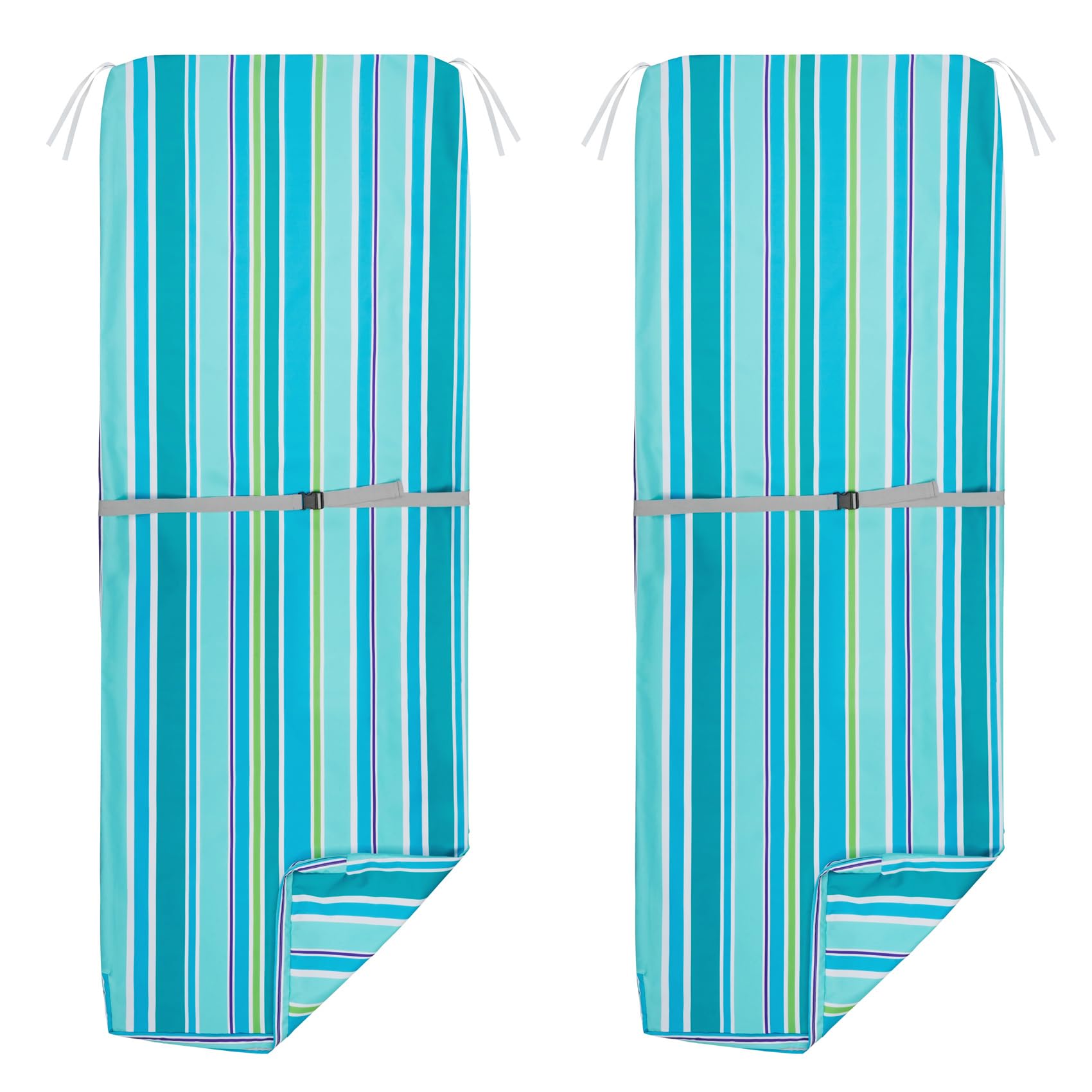 Nettypro Outdoor Patio Lounge Chair Cushion Covers Set 2 With Zipper And Tie, Water Repellent Uv Resistant, 80 X 26 X 3 Inch, Re