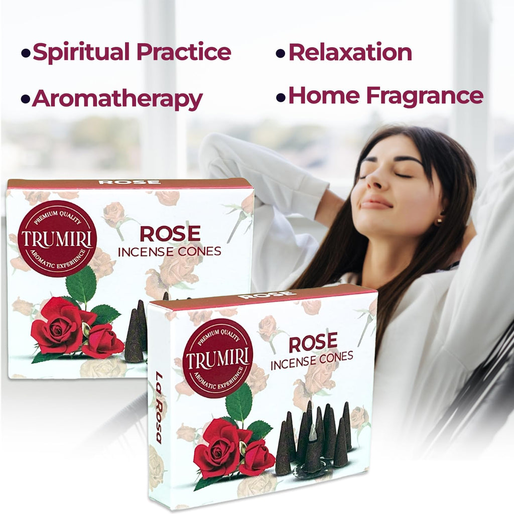 Rose Incense Cones - Total 20 Cone Incense - Dual Pack Of 10 Insence Cones - Incense Cones Scented - Cone Incense Scents - Insen