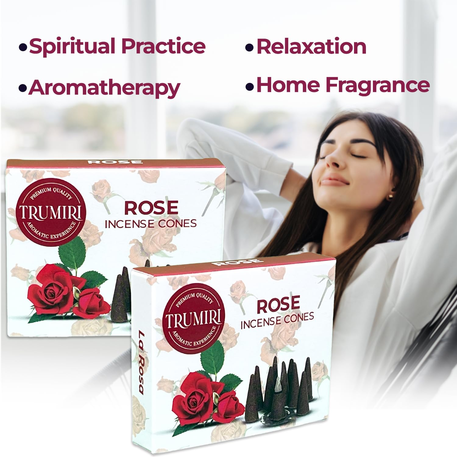 Rose Incense Cones - Total 20 Cone Incense - Dual Pack Of 10 Insence Cones - Incense Cones Scented - Cone Incense Scents - Insen