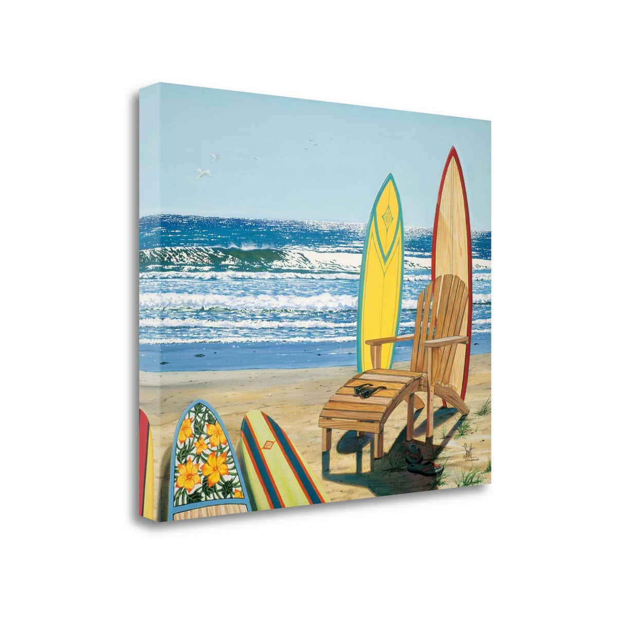 25' Bright Multicolor Surfboards on the Beach Gallery Wrap Canvas Wall Art