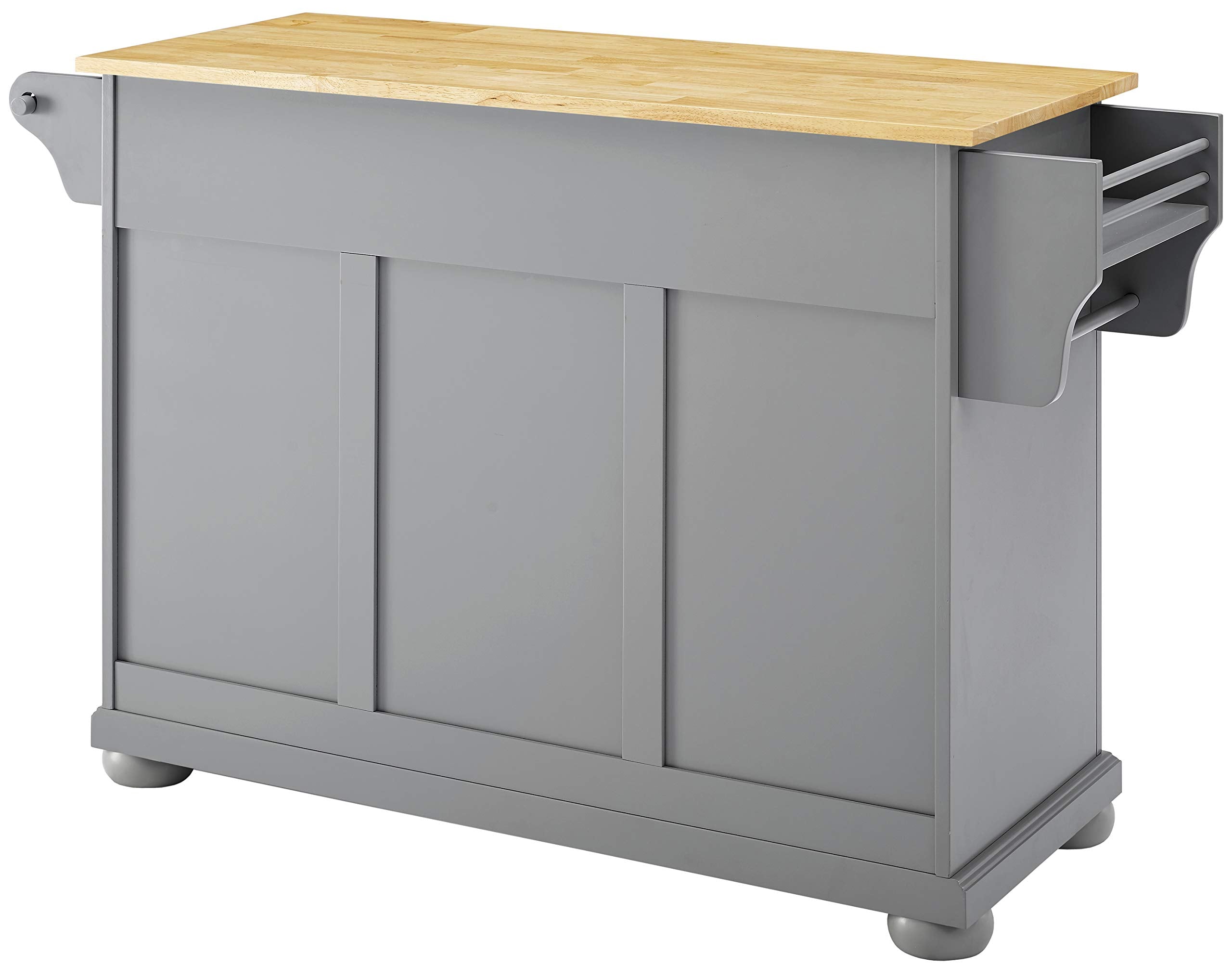 Crosley Furniture Alexandria Wood Top Rolling Kitchen Island Storage Cart, Microwave Stand, Spice Rack, Gray