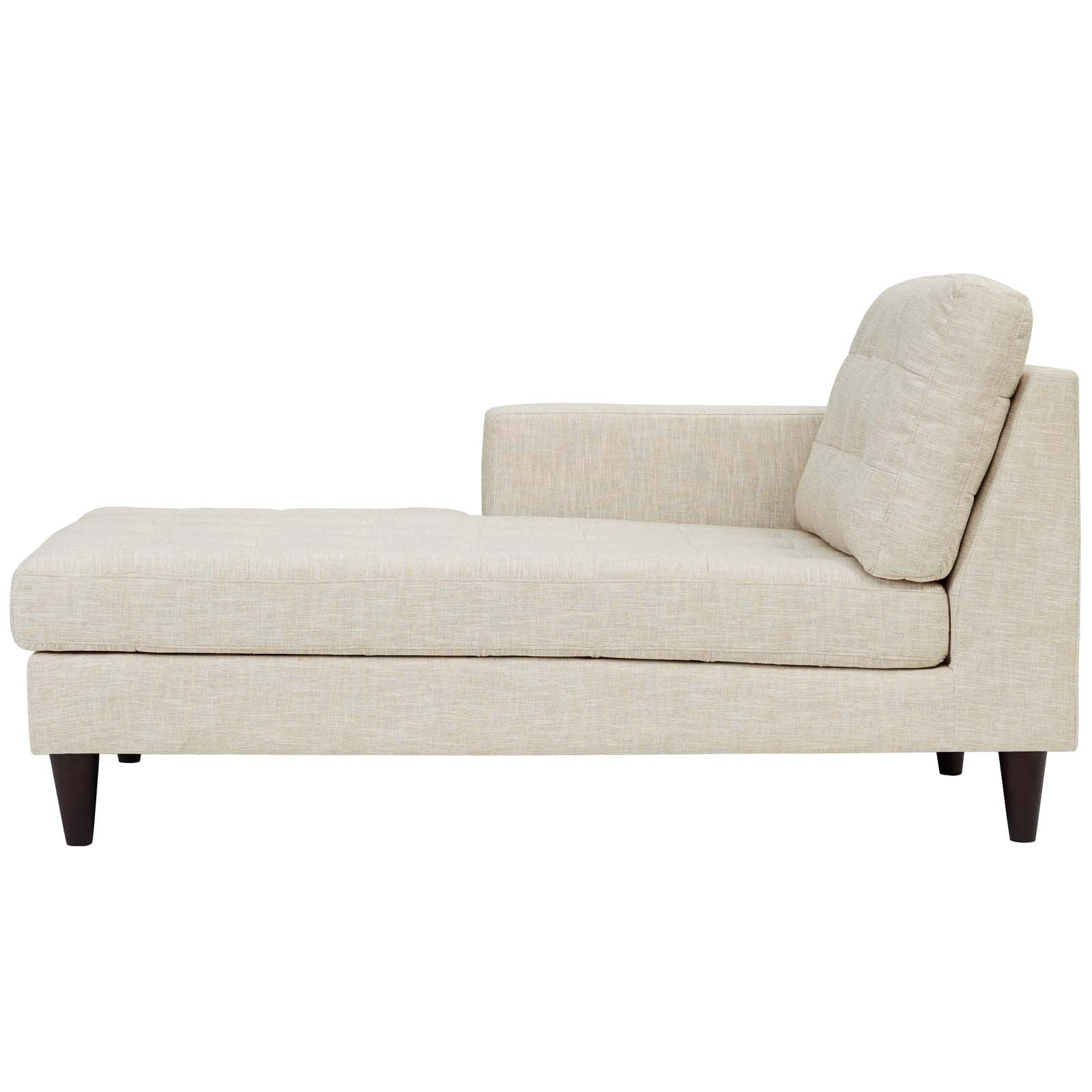 Modway Empress Mid-Century Modern Upholstered Fabric Left-Arm Chaise Lounge In Beige