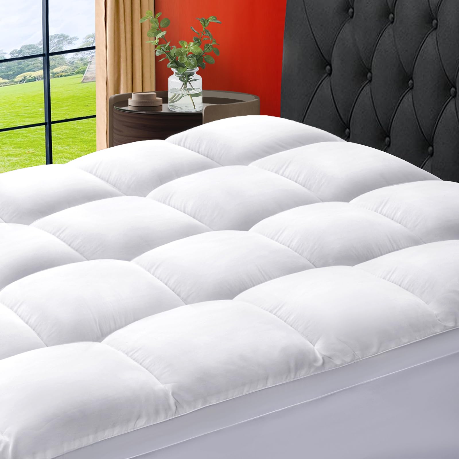 Sopat Mattress Topper Short Queen Size Extra Thick Mattress Pad 8-21'' Deep Pocket Soft Down Alternative Fill Mattress Protector