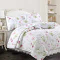 Cozy Line Home Fashions Light Pink Blue Flower Bloom Floral Garden Reversible Quilt Bedding Set, Coverlet Bedspread Lightweight